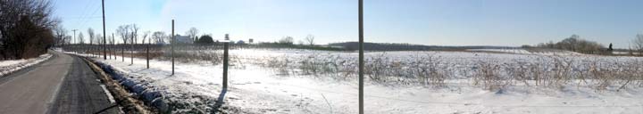 Snow covers the fields at Homestead.