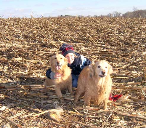 Annie, Tess and Flo, cornfield