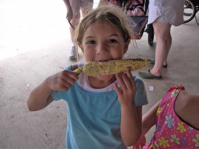 eating corn