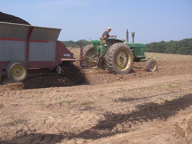 spreading mulch