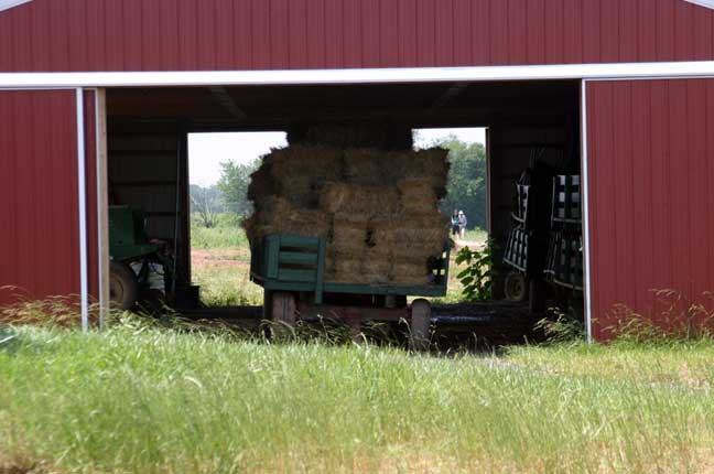 wagon in barn